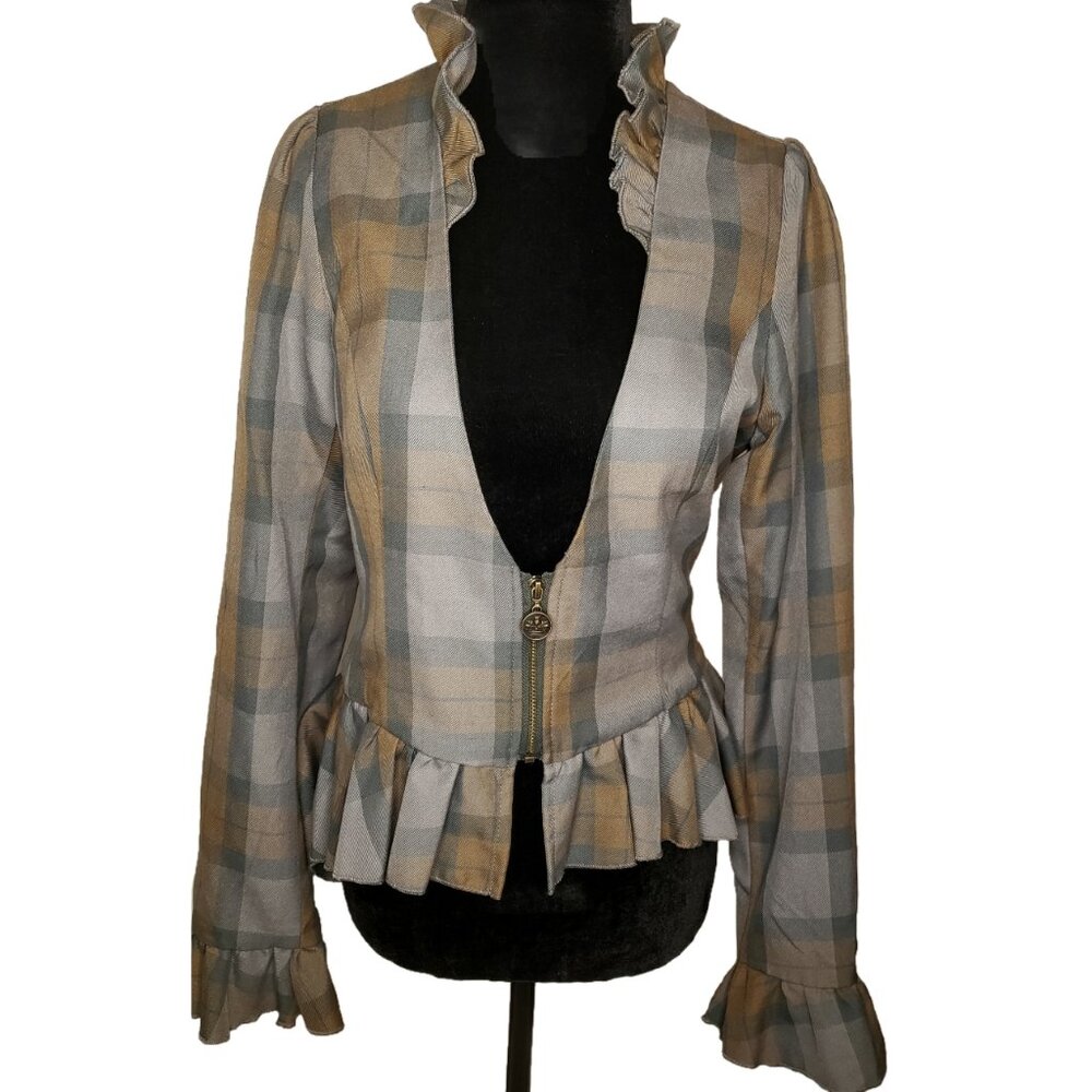 Outlander Tartan Plaid Peplum Jacket Hot Topic Medium NWT
